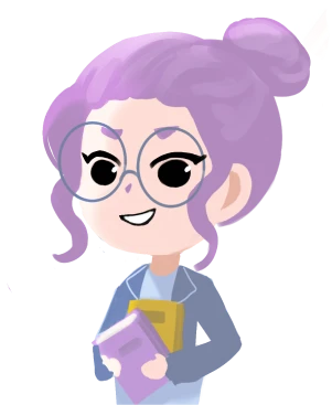 Personaje con chaqueta azul y libros, rostro pixelado